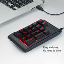 USB Wired Geek Numeric Keypad 19 Keys 3 Color LED Backlight Mechanical Keyboard