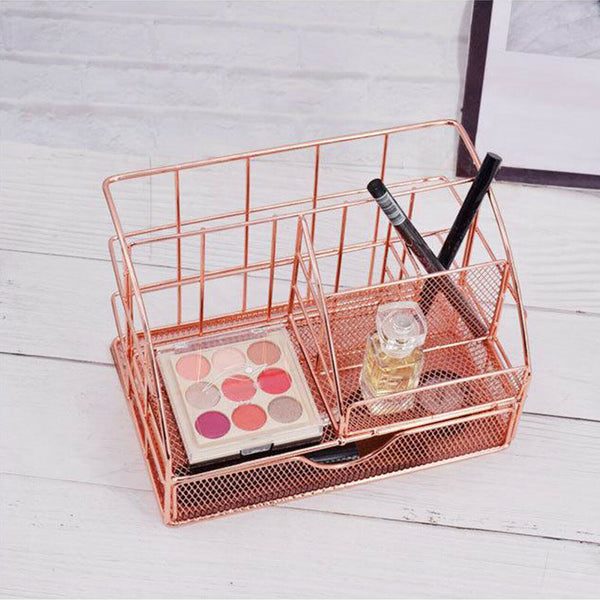 Multi-function Cosmetic Organizer Desktop Make-up Iron Organizer Pen Storage Box
