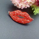 Sexy Women Crystal Lips Costume Brooches Creative Kiss Pin Jewelry (Red)