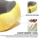 Yellow Travel Pillow Memory Foam with 360-Degree Head Support Comfortable N W4F8