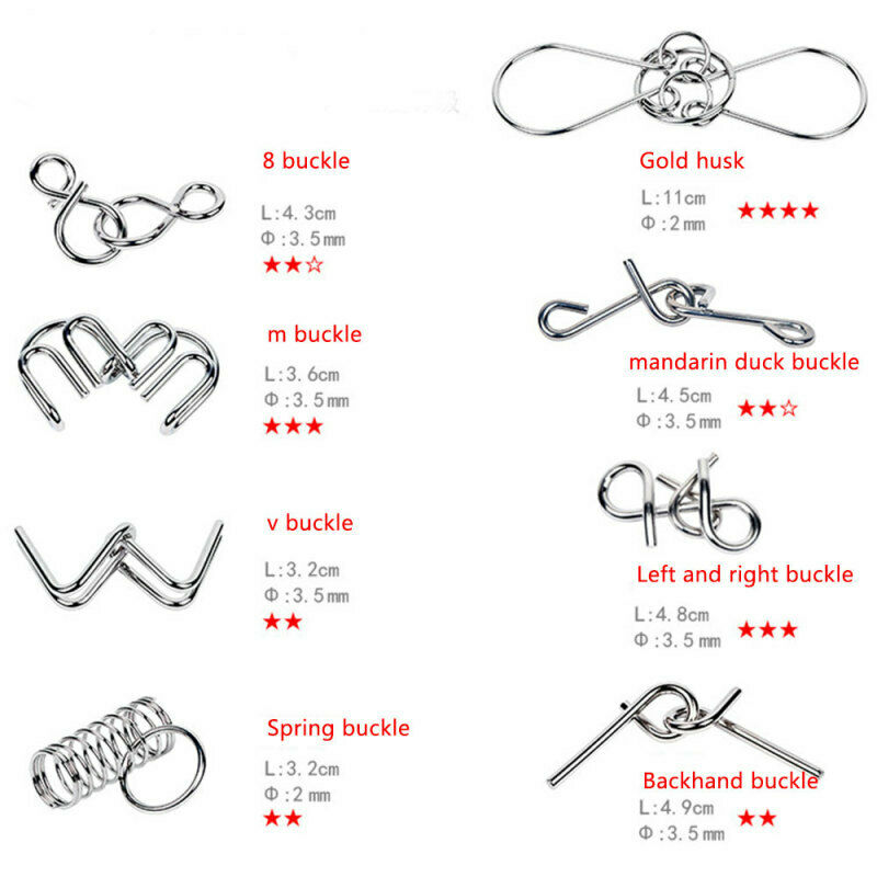 Intellectual Challenge Metal Puzzles 9-Ring Series Unwinding Unbuttoni FBC