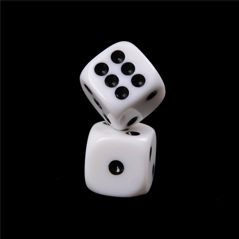 10x 16mm White Acrylic Six Sided Round Corner Opaque Dice LJ
