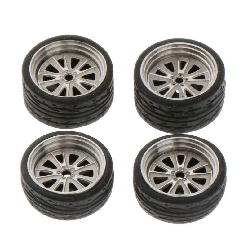1/64 Metal Wheel Rims Tires Tyres Kit for Matchbox Parts DIY Accessories
