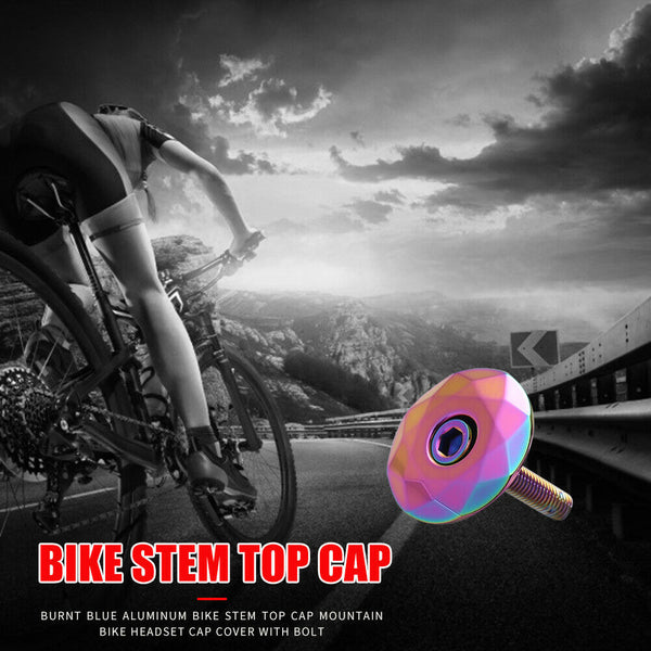 1-1/8 inch Bike Stem Top Cap Bicycle Headset Cap Cover with Bolt Burnt Blue