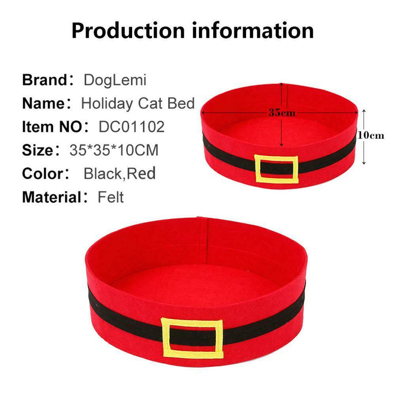 Christmas Cat Calming Bed Round Nest Warm Cat House Felt Nest Self Sleeping Mat