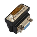 DVI-I 24+5 Male to VGA 15 Pin Female 90Â° Right Angle Convertor Adapter HD