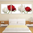 Red and White Rose Flowers Print on Canvas Modern Artwork for Wall Decor