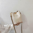 Simple Pure Women Leather Shoulder Bags Casual Messenger Bucket (White)