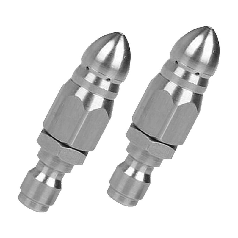 2X 1/4inch Drain Pipe Jetter Rotary Nozzle Quick Release Pressure Sewer Nozzle