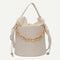 Alligator PU Bucket Bag Women Chain Shoulder Crossbody Handbag (White) A
