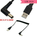 5FT/1.5M Spring Coiled USB Cable, USB 2.0 A Male Plug to DC Power Jack 5.5m X4K1