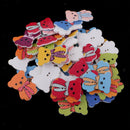 50Pcs Cute WOOD Cartoon Bear Wooden Buttons Kids Baby Cloth DIY Sewing Craft