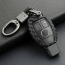 For Mercedes-Benz Carbon Fiber Smart Car Key Case Cover Fob Holder Accesso DFJ