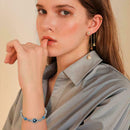 Fashion Charm Ladies Ocean Heart Blue Crystal Rhinestone Bangle Bracelet Gi N3E4