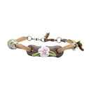 Handmade Ceramic Flower Bracelets Women Retro Beads Weave Charm Bangles Jewe BX