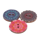 Mixed Flower Painting Round 2 Holes Wood Wooden Buttons for Sewing Crafting K8Q7