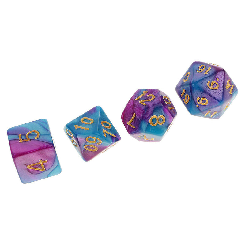 7x Acrylic Polyhedral Dice D4-D20 Digital Dies for  Props