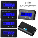 2in1 8-70V Blue LCD Acid Lead Lithium Battery Capacity Indicator Voltmeter Gauge