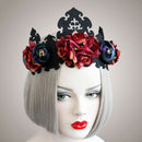 Red Rose Flower Hairbands Queen Crown Head wreath Gothic Headbands Woman Pa