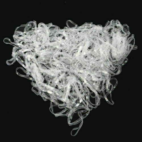 Hot 500pcs Hair Tie Band Ponytail Holder Elastic Rubber Clear White Women Girls