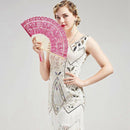 Lace Folding Handheld Fan Embroidered Bridal Hand Fan with Bamboo Staves forV4F6