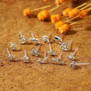 18 Pairs/Set Cute Women Stud Earring Heart Star Shape Jewelry Mini Met Gift L0C5