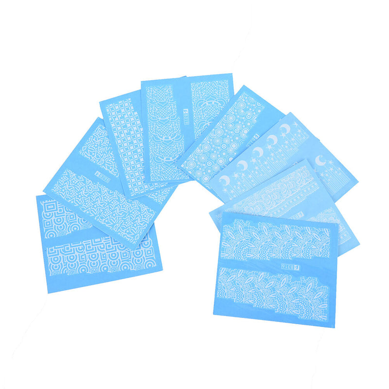 48 Sheets Flowers Lace Nail Art Water Transfer Decals Stickers White Decor G Kw