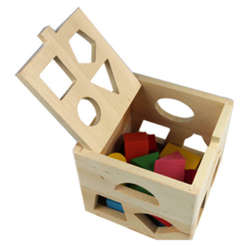 13 Holes Intelligence Baby Wooden Toys Box Geometry House Shape Cube Class TFC