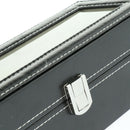 6 Slots PU Watch Box Glass Top Wood Watches Display Case, Jewelry Storage