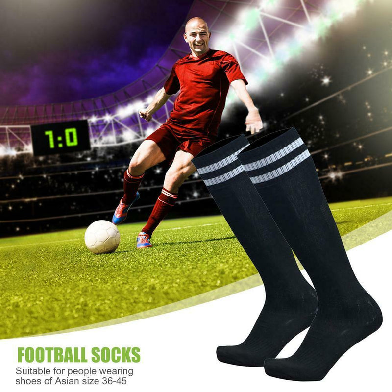 Unisex Thickened Soccer Socks Women Men Football Knee Length Socks (Black) A