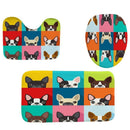 4Pcs Home Bathroom Decor Set Cool Dog Pattern Toilet Seat Cover Bath Mat Se