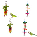2 Pieces Hanging Parrot Chewing Toys with A Bell - Multicolored Wooden Blocks