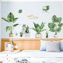 Tropical Palm Leaves Wall Stickers Home Decor Living Room Decorative Sticke