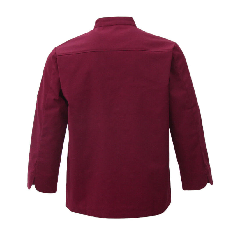 Red Chef Waiter Double-breasted Coat Uniform Long Sleeve Jacket Clothes XXL