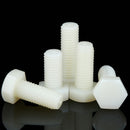 50pc M5 x (8-50mm) White Plastic Nylon Hexagon Head Cap Set Screw Hex Bolt Kit