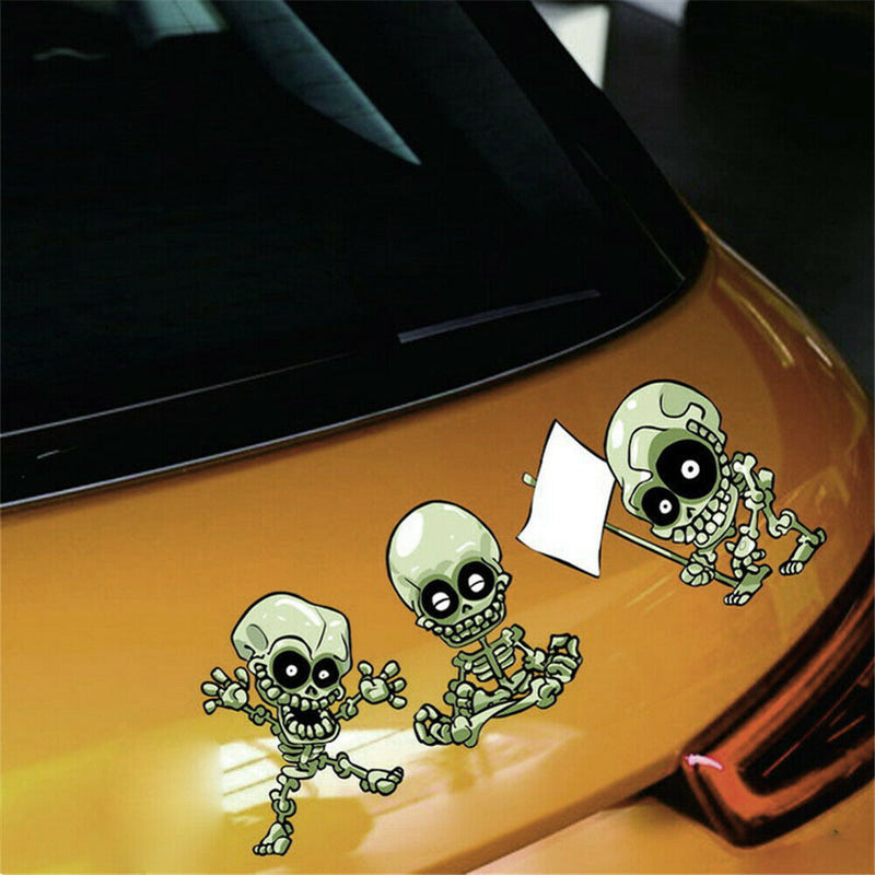 1 Sheet Car Decals Punk Laptop Stickers Funny Cartoon Skeleton F. Cars Removable