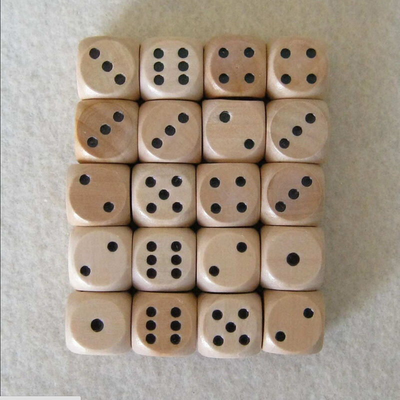 6 Pcs 16mm Wooden Wood Dice Game Natural Single Dice Board Games