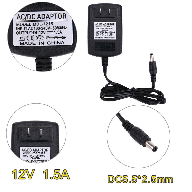 DC12V 1.5A Adapter AC to DC Converter Power Supply Adapter 5.5*2.5 mm