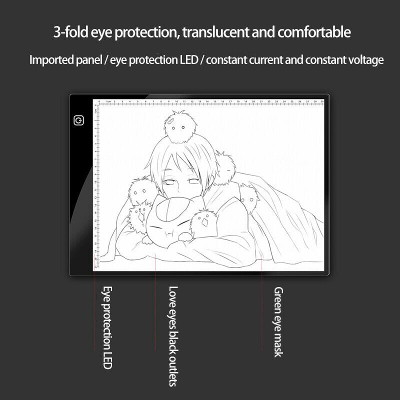 A4  USB LED Artist Thin Art Stencil Board Light Tracing Drawing Pad Table BS Cy