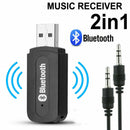 Wireless Bluetooth 3.5mm Audio USB Receiver Adapter Music Dongle AUX For Car