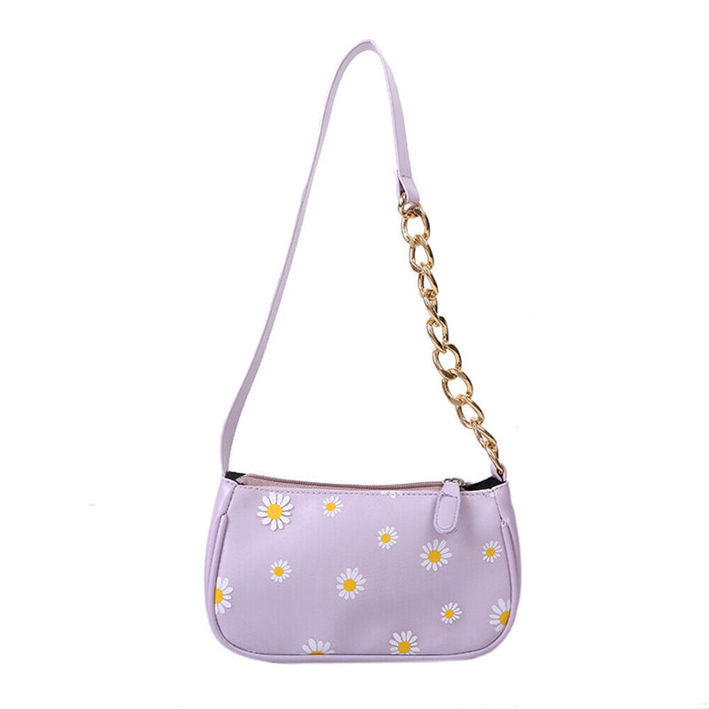 Daisy Handbag Women PU Leather Elegant Shoulder Underarm Totes Bag (Purple)