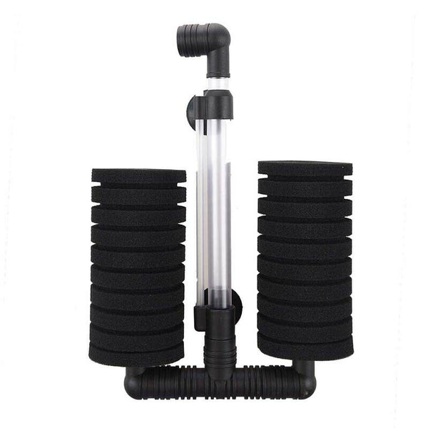 Aquarium Biochemical Sponge Double Water Filter Pump Black S7H4
