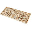 156Pcs Set Wooden Craft Letters with Storage Tray - Unpainted Wood Alphabets
