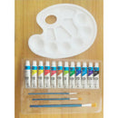 Acrylic Paint Set 12 Colors 3 Paint Brush Included Palette and Nylon Brushes for