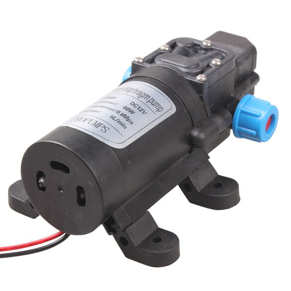 DC 12V 60W Mini Micro Diaphragm High Pressure Water Pump Automatic Switch 5L/min