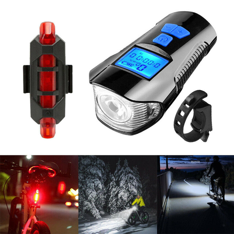 Blue Bicycle Headlight LED Rechargeable Bike Rear Light