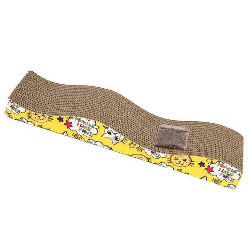 Funny Pet Cats Toys Wave Shape Corrugated Paper Cat Scratch Board w/Catnip