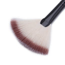Fan Shape Face Makeup Brush Foundation Base Cheek Blush Powder Pen (Brown) A