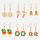 6 Pairs Santa Claus Snowflake Drop Earrings Christmas Pendant Ear Hooks Jewelry