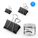 30pcs Metal Binder Clips Colorful Paper Clamp Holders Book Stationery Black